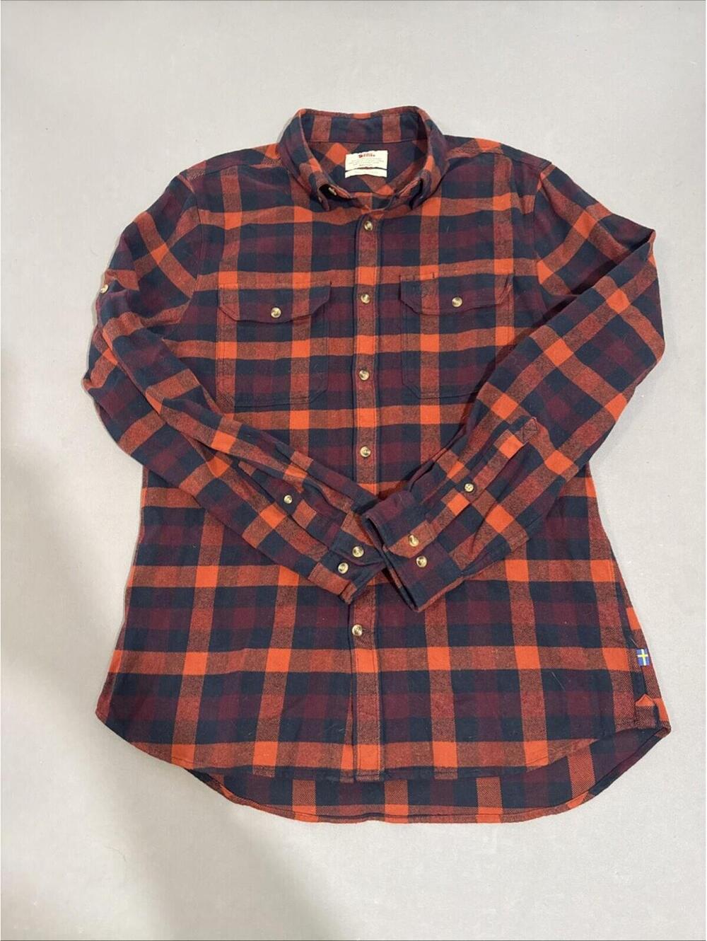 Fjallraven Men’s Skog Red Flannel Button Down Shirt Top Sz Large